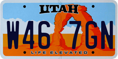UT license plate W467GN
