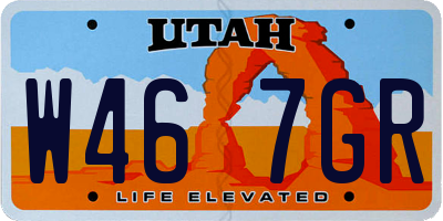 UT license plate W467GR