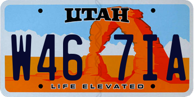 UT license plate W467IA
