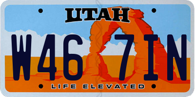 UT license plate W467IN