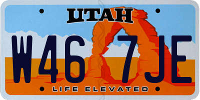 UT license plate W467JE