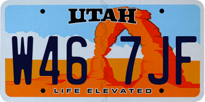 UT license plate W467JF