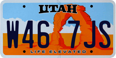 UT license plate W467JS