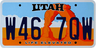 UT license plate W467QW