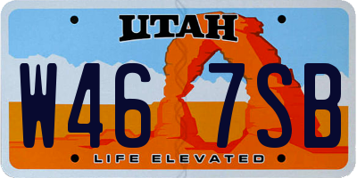 UT license plate W467SB