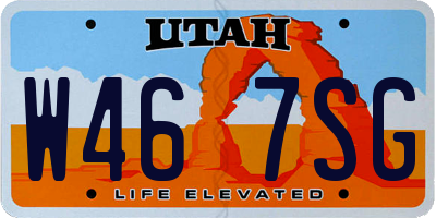 UT license plate W467SG