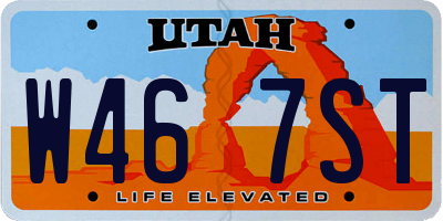 UT license plate W467ST
