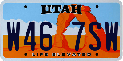 UT license plate W467SW