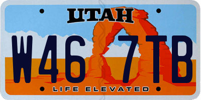 UT license plate W467TB