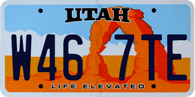 UT license plate W467TE