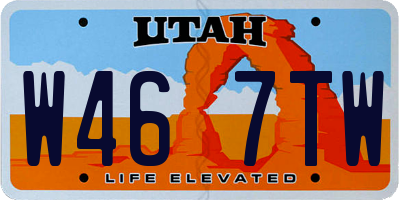 UT license plate W467TW