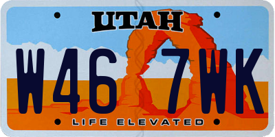 UT license plate W467WK