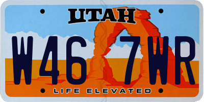 UT license plate W467WR