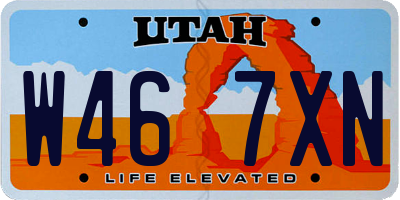 UT license plate W467XN
