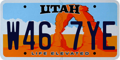 UT license plate W467YE