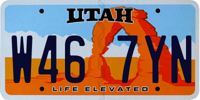UT license plate W467YN