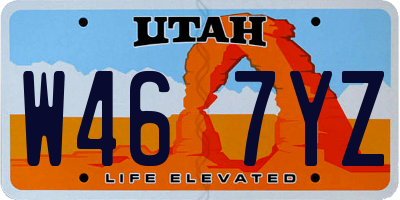 UT license plate W467YZ