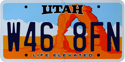 UT license plate W468FN