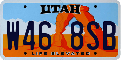 UT license plate W468SB