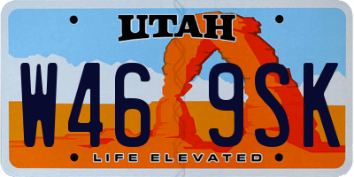 UT license plate W469SK