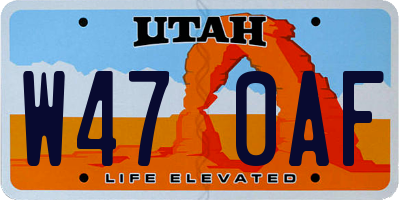 UT license plate W470AF