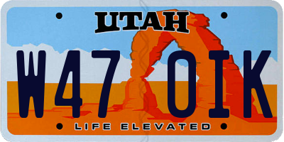 UT license plate W470IK