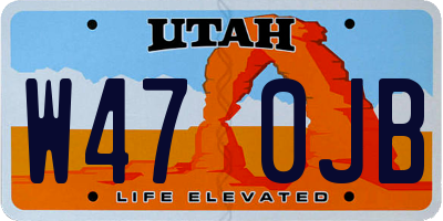 UT license plate W470JB