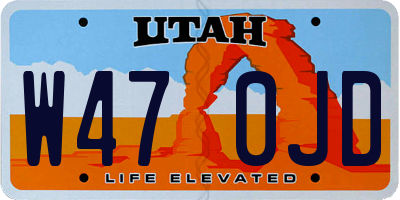 UT license plate W470JD