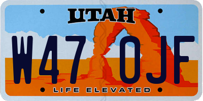 UT license plate W470JF