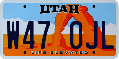 UT license plate W470JL