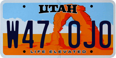UT license plate W470JO