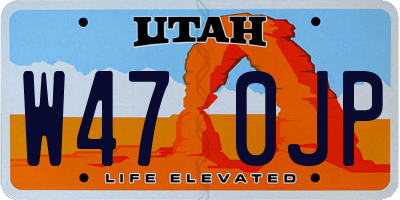 UT license plate W470JP