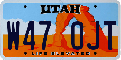 UT license plate W470JT