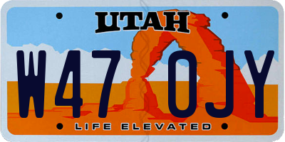 UT license plate W470JY