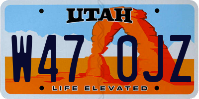 UT license plate W470JZ