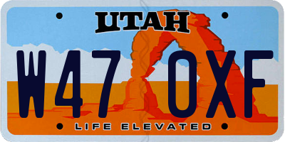 UT license plate W470XF