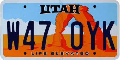 UT license plate W470YK