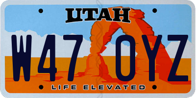 UT license plate W470YZ