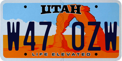 UT license plate W470ZW