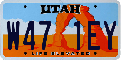 UT license plate W471EY