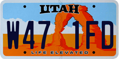 UT license plate W471FD