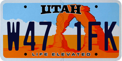 UT license plate W471FK