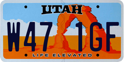 UT license plate W471GF