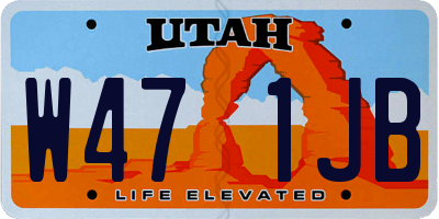 UT license plate W471JB
