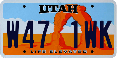 UT license plate W471WK