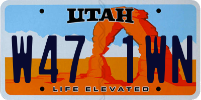 UT license plate W471WN