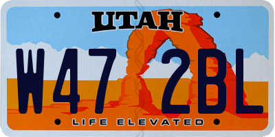 UT license plate W472BL