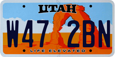 UT license plate W472BN