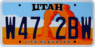 UT license plate W472BW