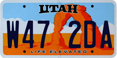 UT license plate W472DA